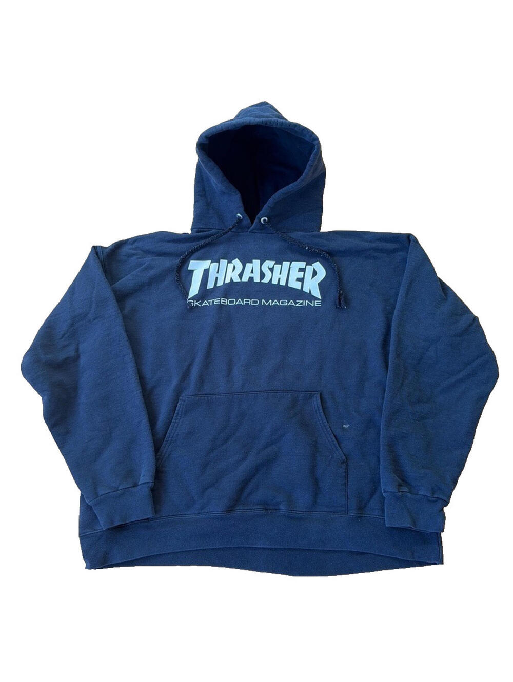 VTG Y2K Thrasher Magazine Skateboard Hoodie Mens Size Large In Black 23x24 - Picture 1 of 5